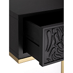 Приставной столик с резным узором на выдвижном ящике Black Table Carved Pattern варинант исполнения - 3 | Loft Concept в Челябинске