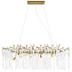 Люстра подвесная прямоугольная с бронзовыми акцентами и прозрачными стеклянными каплями Droplet Chandelier варинант исполнения - 1 | Loft Concept в Челябинске