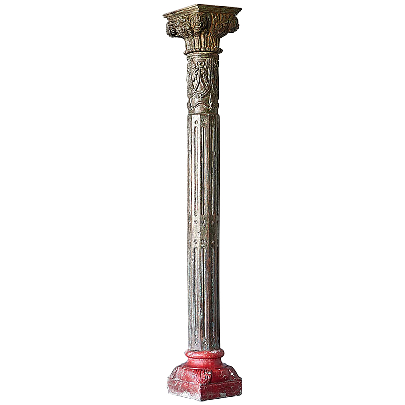 Антикварная колонна из тикового дерева Surat Antique Column Green Red Античный зеленый Бирюзовый Коричневый Красный Мульти Антикварная колонна из тикового дерева Surat Antique Column Green Red Античный зеленый Бирюзовый Коричневый Красный Мульти в Челябинске | Loft Concept