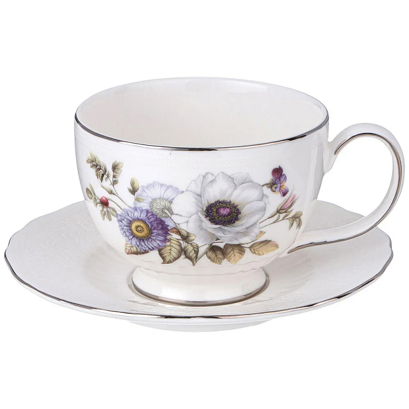 Чайная пара из фарфора с рисунком цветов Garden Whisper Porcelain Set Белый Мульти Чайная пара из фарфора с рисунком цветов Garden Whisper Porcelain Set Белый Мульти в Челябинске | Loft Concept