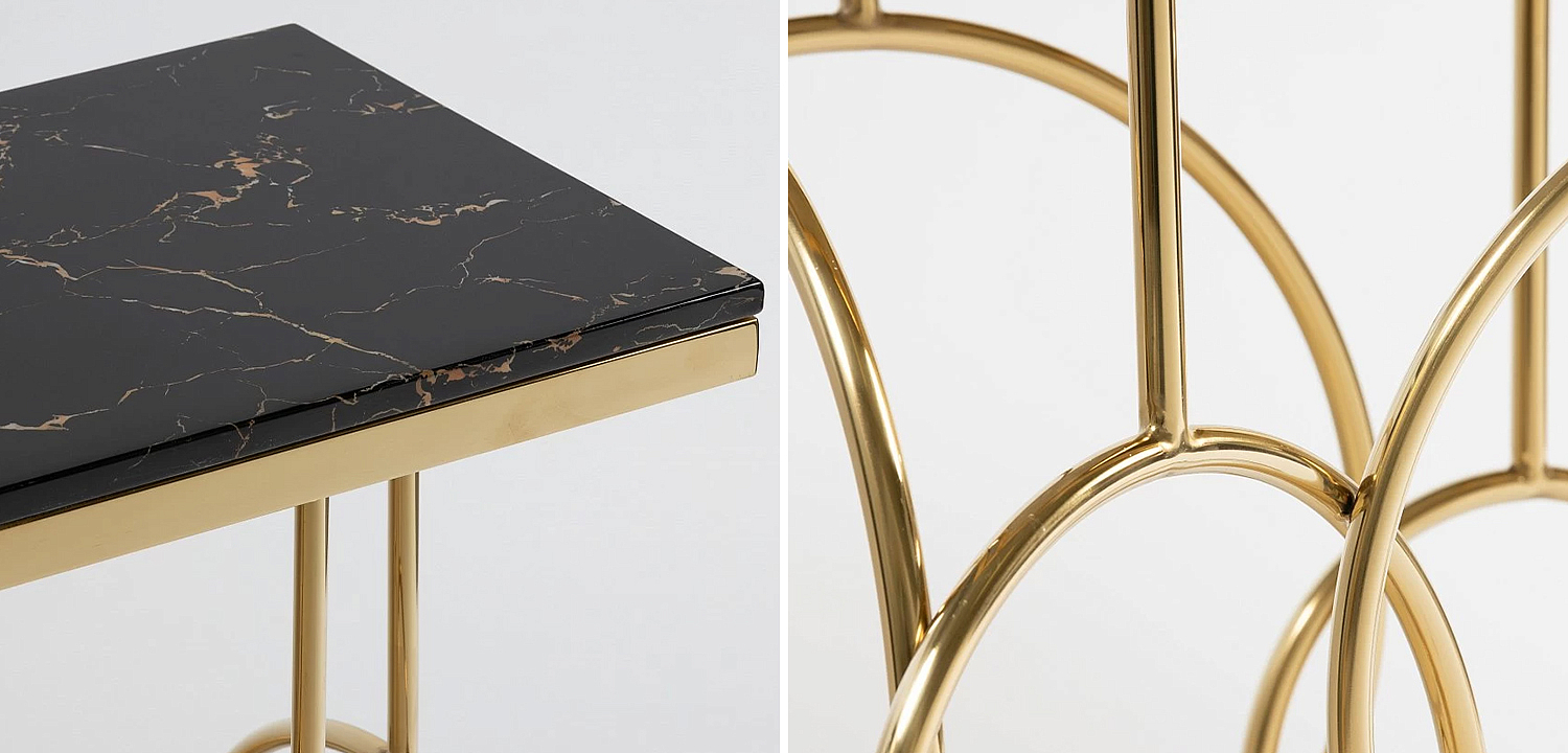 Консоль с чёрной мраморной столешницей Gwendolyn Console Консоль с чёрной мраморной столешницей Gwendolyn Console - Loft-Concept в Челябинске