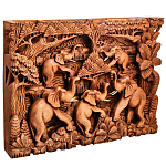 Панно из дерева пять слонов Panel With Animals варинант исполнения - 2 | Loft Concept в Челябинске