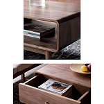 Кофейный стол из дерева с ящиком и нишей для хранения Coffee Walnut Table варинант исполнения - 4 | Loft Concept в Челябинске