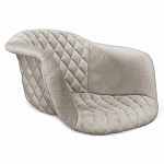 Барный стул со спинкой и мягкой обивкой с ромбами на 4-х деревянных ножках Бежевый Велюр Ava Charm варинант исполнения - 2 | Loft Concept в Челябинске