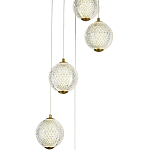 Каскадная люстра с 5-ю плафонами из акрила в виде шара Felice Chandelier Brass варинант исполнения - 2 | Loft Concept в Челябинске