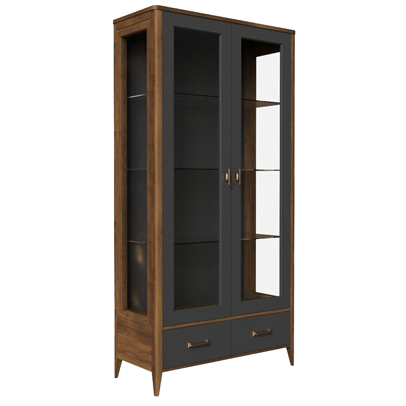 Витрина стеклянная из массива бука Tasteful Furniture Серый Дуб темный Прозрачное Стекло Витрина стеклянная из массива бука Tasteful Furniture Серый Дуб темный Прозрачное Стекло в Челябинске | Loft Concept