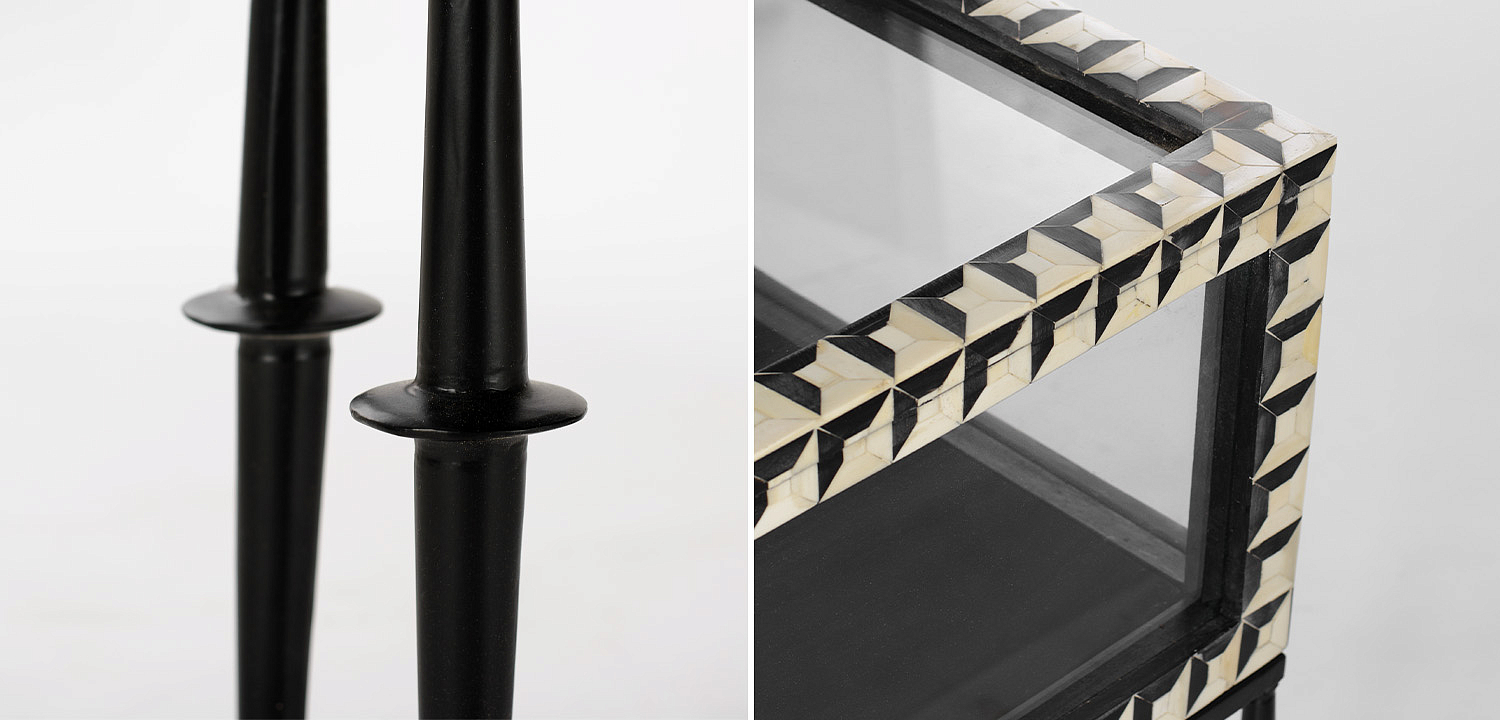 Приставной стол с витриной Bone Inlay black white Приставной стол с витриной Bone Inlay black white - Loft-Concept в Челябинске