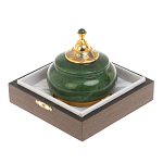 Икорница с крышкой с гравировкой из натурального камня Нефрит Decorative Cavair Dishes варинант исполнения - 3 | Loft Concept в Челябинске