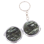 Зеркало брелок карманное двухстороннее из натурального камня Серафинит Stone Mirrors варинант исполнения - 6 | Loft Concept в Челябинске