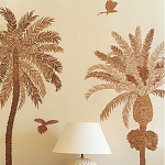 Обои с вышивкой ручной работы Deco Palms Raffia on linen варинант исполнения - 1 | Loft Concept в Челябинске