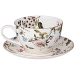 Чайный сервиз из фарфора белый с рисунком цветов на 6 персон 14 предметов Garden Whisper Porcelain Set  варинант исполнения - 1 | Loft Concept в Челябинске