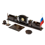 Настольный письменный набор с часами из природного камня обсидиана  Gift for Manager варинант исполнения - 2 | Loft Concept в Челябинске