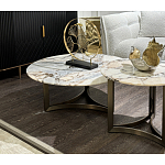 Столик журнальный с круглой мраморной столешницей Unique Stone Design варинант исполнения - 8 | Loft Concept в Челябинске