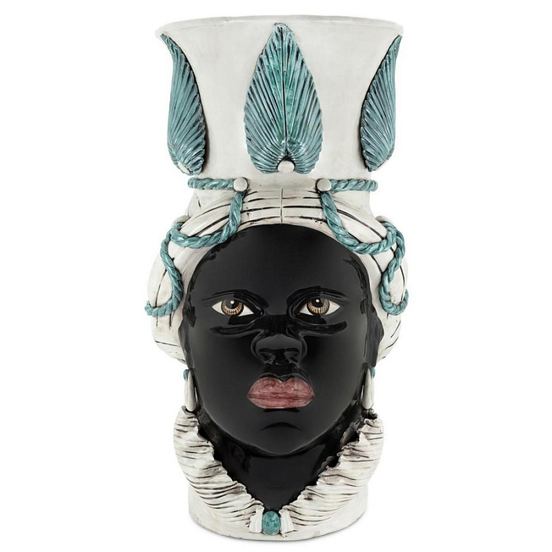 Ваза Vase Moro Lady Giant With Leaf Malachite Черный Бежевый Голубой Ваза Vase Moro Lady Giant With Leaf Malachite Черный Бежевый Голубой в Челябинске | Loft Concept
