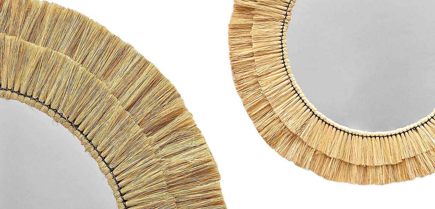 Круглое зеркало с плетеной рамой Jyoti Wicker Mirror Круглое зеркало с плетеной рамой Jyoti Wicker Mirror - Loft-Concept в Челябинске