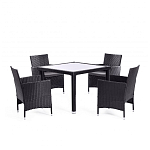 Обеденный комплект из искуственного ротанга Vintara черный варинант исполнения - 1 | Loft Concept в Челябинске