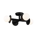 Потолочный светильник с тремя белыми матовыми стеклянными плафонами в форме шаров на черном основании Generation Lighting варинант исполнения - 2 | Loft Concept в Челябинске