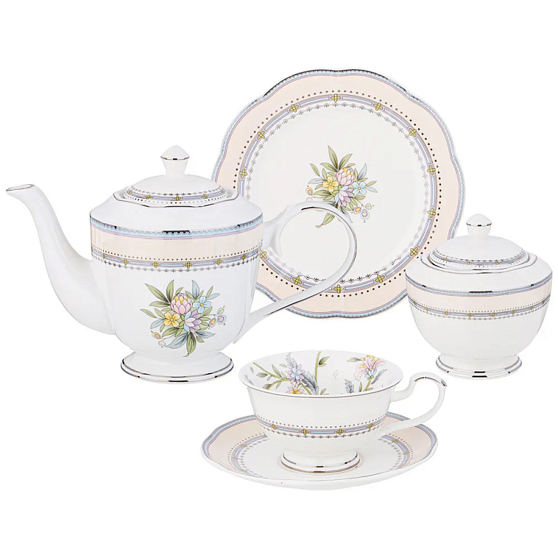 Чайный сервиз из фарфора на 6 персон 20 предметов Tea Flower Set Мульти в Челябинске | Loft Concept 