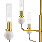 Люстра с 6-ю плафонами в форме стеклянных трубок и мраморных декоративных элементов Montreal варинант исполнения - 5 | Loft Concept в Челябинске