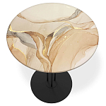 Стол журнальный круглый с бежевой столешницей из стекла Beige Marble варинант исполнения - 2 | Loft Concept в Челябинске