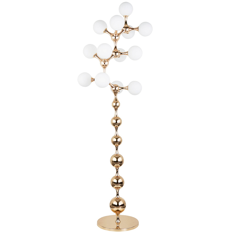 Торшер с плафонами из стеклянных шаров Pearls Suspension Gold Floor Lamp Белое матовое стекло Глянцевое золото Торшер с плафонами из стеклянных шаров Pearls Suspension Gold Floor Lamp Белое матовое стекло Глянцевое золото в Челябинске | Loft Concept
