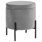Серый пуф на черных ножках SANJAY варинант исполнения - 1 | Loft Concept в Челябинске