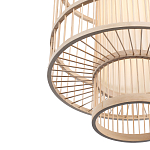 Подвесной светильник из деревянных прутьев с плафоном из натуральной ткани Light Inside the Cell варинант исполнения - 6 | Loft Concept в Челябинске