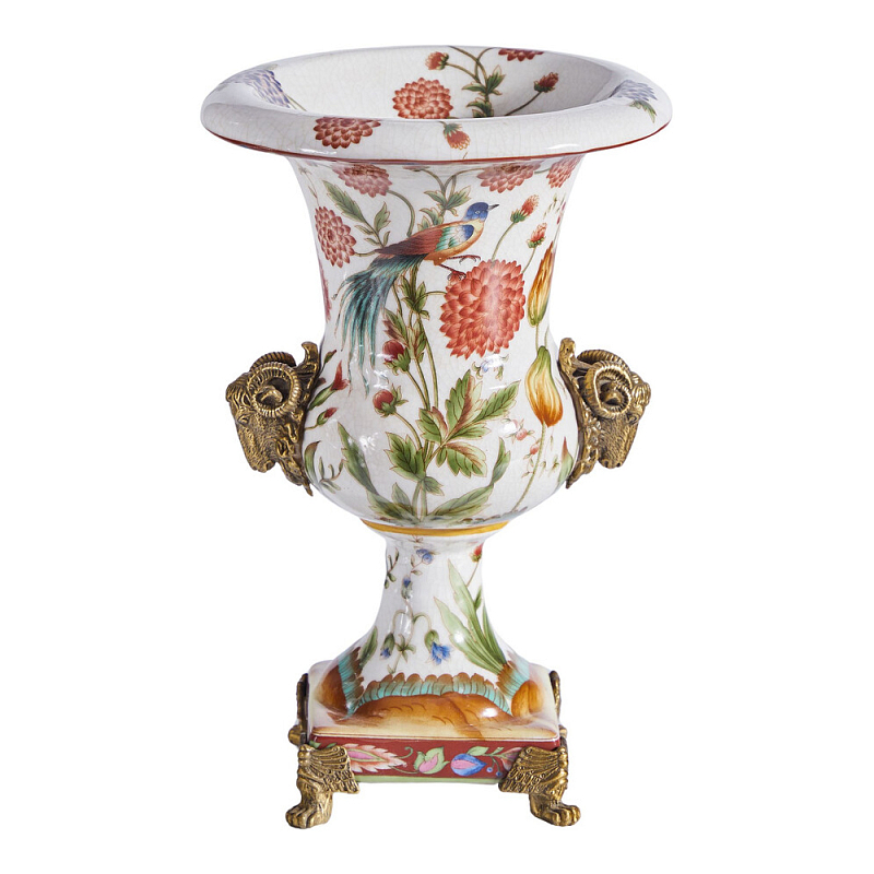 Ваза из фарфора с бронзовыми Овнами Bronze Aries Бронза Мульти в Челябинске | Loft Concept 