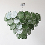 Люстра из зеленых стеклянных дисков с перламутровым эффектом Green Glowing Glaze варинант исполнения - 5 | Loft Concept в Челябинске
