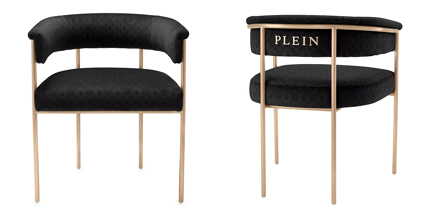 Стул Philipp Plein Dining Chair Monogram Чёрный Стул Philipp Plein Dining Chair Monogram Чёрный - Loft-Concept в Челябинске