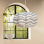 Круглая люстра волнистой формы декорированная бусами Blue White Stripes Wavy Chandelier варинант исполнения - 3 | Loft Concept в Челябинске