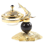 Икорница с декором "Стерлядка на ракушке" с гравировкой на подставке из натурального камня Обсидиан Decorative Cavair Dishes варинант исполнения - 1 | Loft Concept в Челябинске