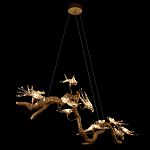 Люстра подвесная линейная с прозрачными стеклянными птичками на ветвях Serip Voa варинант исполнения - 5 | Loft Concept в Челябинске