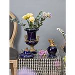 Ваза темно-синего цвета из фарфора с бронзовыми ручками в виде змей Высота 39 см Eden Garden porcelain and bronze варинант исполнения - 3 | Loft Concept в Челябинске