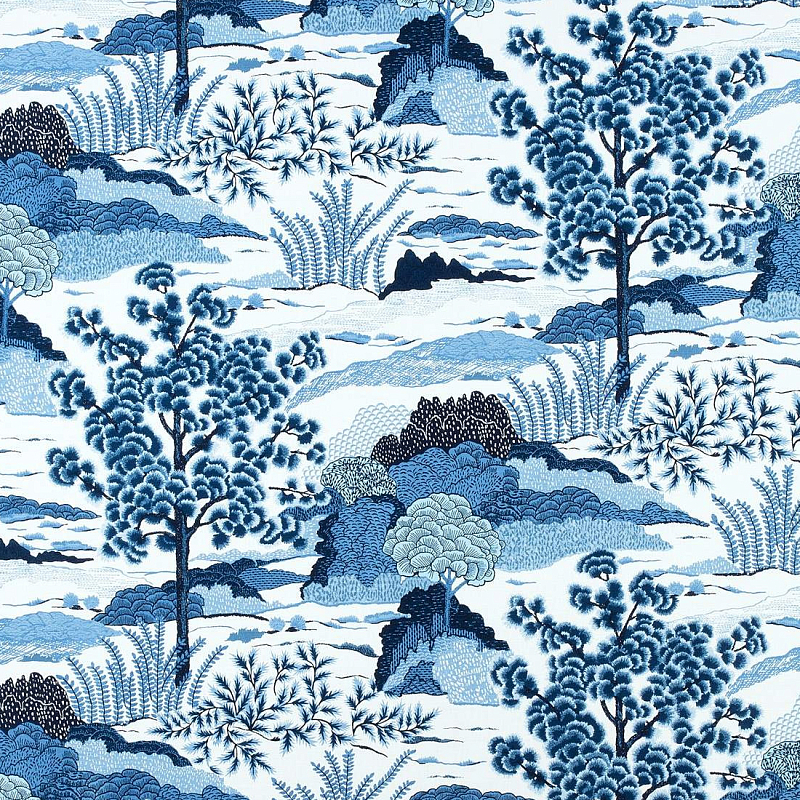 Ткань Blue landscape синий пейзах T3-89  в Челябинске | Loft Concept 