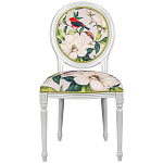 Стул светло-серый из натурального бука с изображением птиц и цветов Blooming Red Birds варинант исполнения - 1 | Loft Concept в Челябинске
