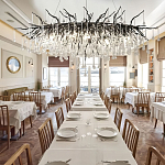 Люстра черная овальная с прозрачными стеклянными подвесками в форме капель FAIRYTREE Light варинант исполнения - 1 | Loft Concept в Челябинске