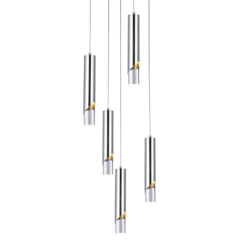 Подвесной светильник Metal Acrylic Tube Five Chrome Hanging Lamp Хром Прозрачный Подвесной светильник Metal Acrylic Tube Five Chrome Hanging Lamp Хром Прозрачный в Челябинске | Loft Concept