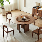 Стол обеденный круглый с двойной столешницей Walnut Wood Table варинант исполнения - 3 | Loft Concept в Челябинске