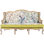 Диван из натурального бука бежевый с изображением птиц и цветов Beige Green Chinoiserie Garden Sofa варинант исполнения - 1 | Loft Concept в Челябинске