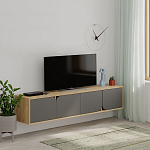 ТВ-тумба подвесная цвета древесины с 4-мя темно-серыми дверцами SPARK TV STAND OAK ANTHRACITE варинант исполнения - 3 | Loft Concept в Челябинске