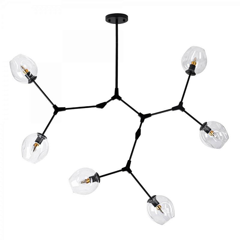 Люстра Сrumpled Glass Bubble Chandelier Black 6 плафонов Черный Прозрачное Стекло Люстра Сrumpled Glass Bubble Chandelier Black 6 плафонов Черный Прозрачное Стекло в Челябинске | Loft Concept
