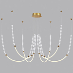 Люстра подвесная с 6-ю изогнутыми плафонами и белыми декоративными шариками PEARLS Suspension варинант исполнения - 3 | Loft Concept в Челябинске