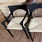 Стул дизайнерский с плетеным сидением Kronos Dining Chair Black варинант исполнения - 2 | Loft Concept в Челябинске