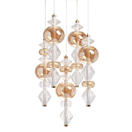 Люстра с плафонами из прозрачного и янтарного стекла в виде шаров и ромбов Gabriel Scott Luna варинант исполнения - 1 | Loft Concept в Челябинске