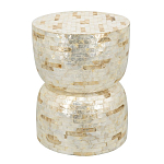 Приставной столик с мозаичным рисунком из раковин устриц Bone Inlay варинант исполнения - 1 | Loft Concept в Челябинске