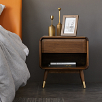 Прикроватная деревянная тумба с ящиком и нишей для хранения Moon Walnut Furniture варинант исполнения - 1 | Loft Concept в Челябинске