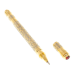 Ручка шариковая металлическая с гравировкой и красным фианитом в деревянной коробке Metal Pens варинант исполнения - 2 | Loft Concept в Челябинске