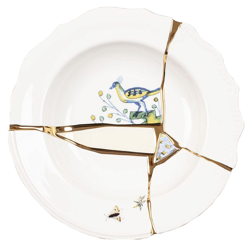 Тарелка глубокая Seletti Kintsugi Белый Золотой Мульти Тарелка глубокая Seletti Kintsugi Белый Золотой Мульти в Челябинске | Loft Concept
