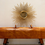 Зеркало-солнце круглое в раме из металла с золотыми с лучами Rays of Peace варинант исполнения - 2 | Loft Concept в Челябинске